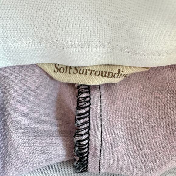 Soft Surroundings Womens Pull On Ankle Pants Size L Petite Paisley Stretch Black - Picture 2 of 6